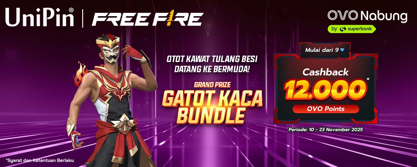 Gatot Kaca Turun ke Free Fire! Top Up Pakai OVO, Dapat Cashback 12.000 OVO Points!